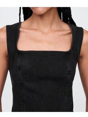 GAP Women’s Black Square Neck Denim Overall Top